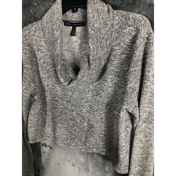 White House Black Market Women’s Sweater Gray Metallic Cowl Neck - Picture 6 of 14